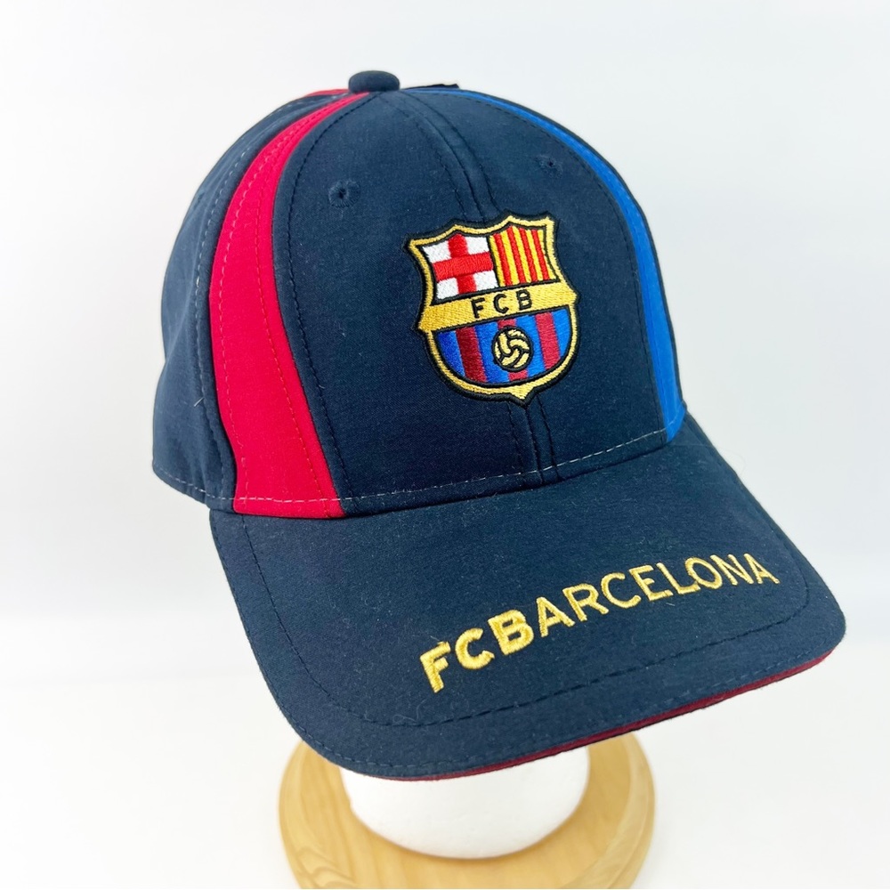 NWT Barcelona FCB Blue Red Gold Lettering Baseball Cap Hook Loop Closure OS